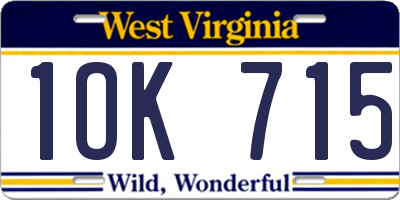 WV license plate 1OK715