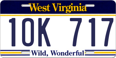 WV license plate 1OK717