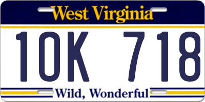 WV license plate 1OK718