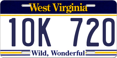 WV license plate 1OK720