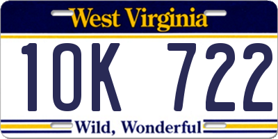 WV license plate 1OK722