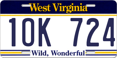 WV license plate 1OK724