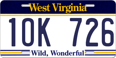 WV license plate 1OK726