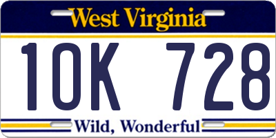 WV license plate 1OK728
