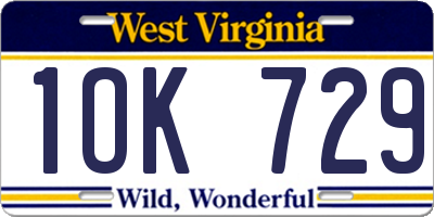 WV license plate 1OK729
