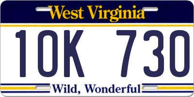 WV license plate 1OK730