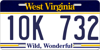 WV license plate 1OK732