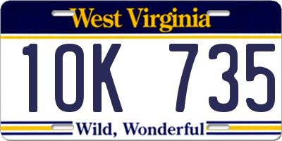 WV license plate 1OK735