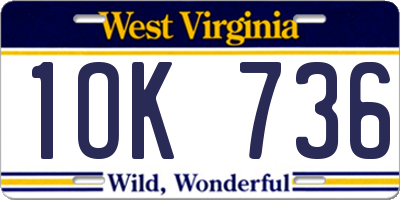 WV license plate 1OK736