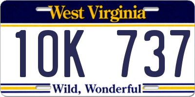 WV license plate 1OK737