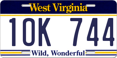 WV license plate 1OK744