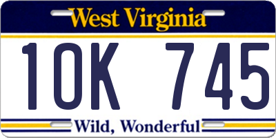 WV license plate 1OK745