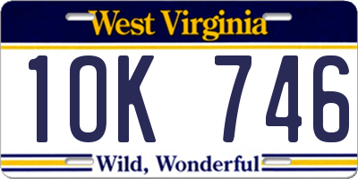 WV license plate 1OK746