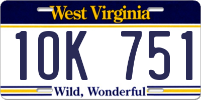 WV license plate 1OK751