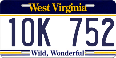 WV license plate 1OK752