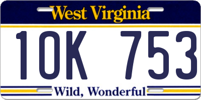 WV license plate 1OK753