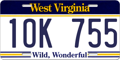 WV license plate 1OK755