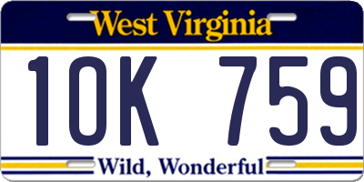 WV license plate 1OK759