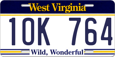WV license plate 1OK764