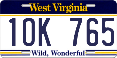 WV license plate 1OK765