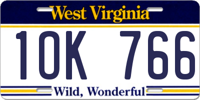 WV license plate 1OK766