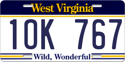 WV license plate 1OK767