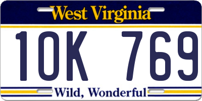 WV license plate 1OK769