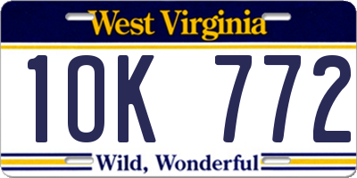 WV license plate 1OK772