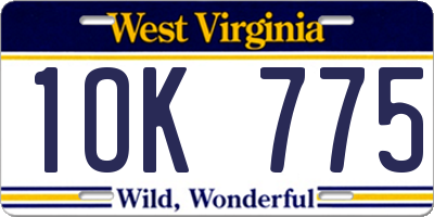 WV license plate 1OK775