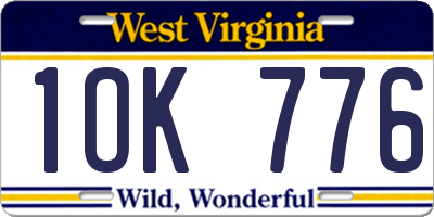 WV license plate 1OK776
