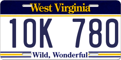 WV license plate 1OK780