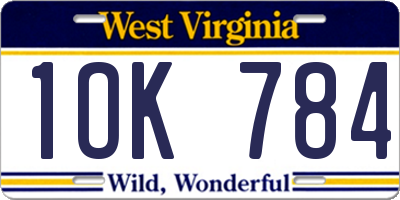 WV license plate 1OK784