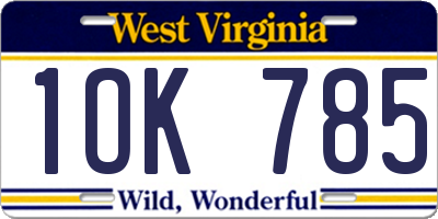 WV license plate 1OK785