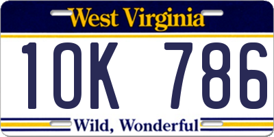 WV license plate 1OK786