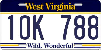 WV license plate 1OK788