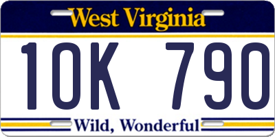 WV license plate 1OK790