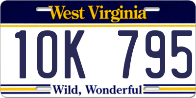 WV license plate 1OK795