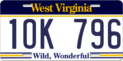 WV license plate 1OK796