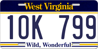 WV license plate 1OK799