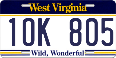 WV license plate 1OK805