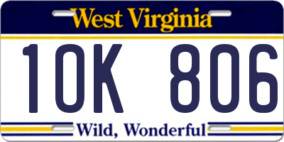 WV license plate 1OK806