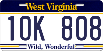 WV license plate 1OK808