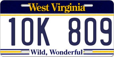 WV license plate 1OK809