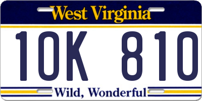 WV license plate 1OK810