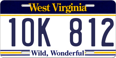 WV license plate 1OK812