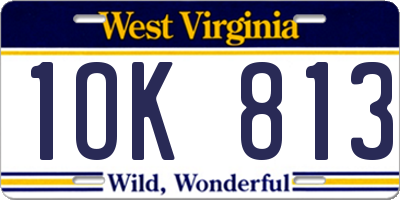 WV license plate 1OK813