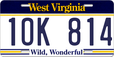 WV license plate 1OK814