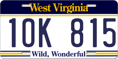 WV license plate 1OK815