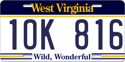 WV license plate 1OK816
