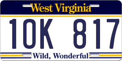 WV license plate 1OK817